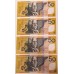 AUSTRALIA 1999 . FIFTY 50 DOLLARS BANKNOTE . EVANS/MacFARLANE . CONSECUTIVE FOUR . LAST PREFIX PE99